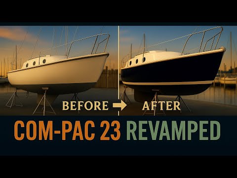 COM-PAC 23 SAILBOAT RESTORATION VLOG,  SHE'S OFF THE HARD AND BACK IN THE DRINK, MAST UP & MOTOR ON!