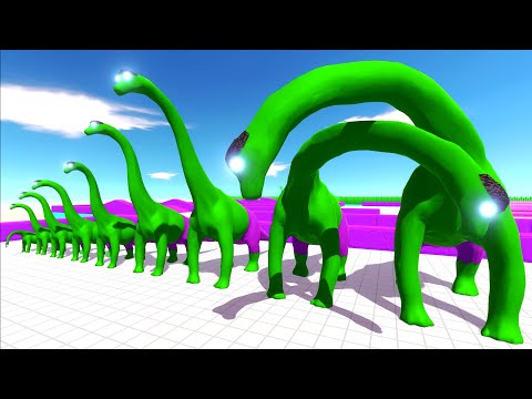 DEATH RUN vs DIFFERENT SIZE HULK BRACHIOSAURUS - Animal Revolt Battle Simulator