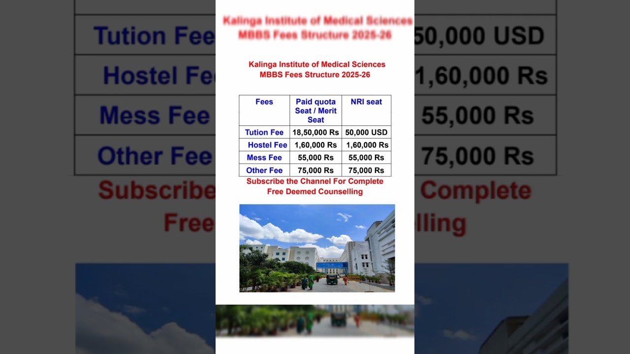 || Kalinga Institute of Medical Sciences MBBS Fees Structure 2025-26 || #mbbs #yomeds