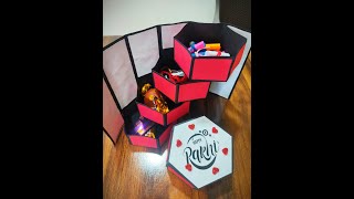 Hexagonal Tower Box|Rakhi Gift From Sister to Brother|Hexagonal Tower Box For Rakhi|Rakhi Gift