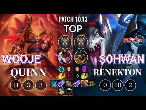 T1 Wooje Quinn vs KT SoHwan Renekton Top - KR Patch 10.13