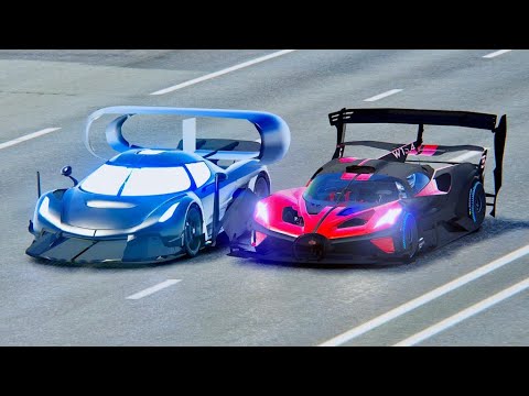 Bugatti Bolide GTR vs Koenigsegg 700+ Concept - Drag Race