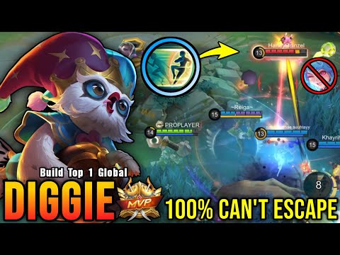 100% Can't Escape!! Diggie Super Annoying Hero!! - Build Top 1 Global Diggie ~ MLBB