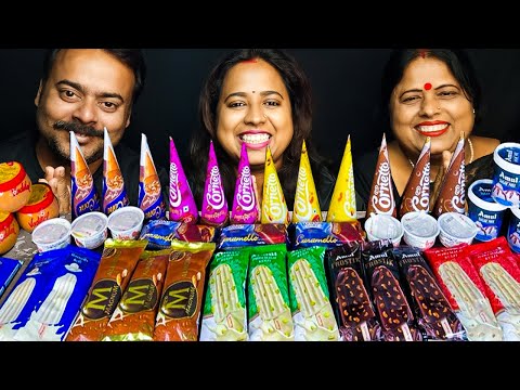 44 ICE CREAM EATING CHALLENGE | AMUL, CORNETTO | Indian Food Eating show | Bengali Eating Show