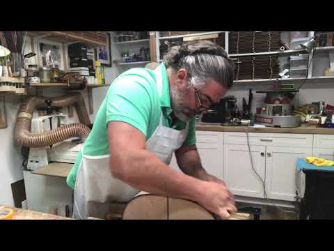 Cleaning up the butt strip, Birds eyes maple classical guitar...www.billglez.com