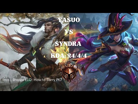 Win in low ELO: Yasuo vs Syndra matchup (Pentakill with 2 trolls on team)