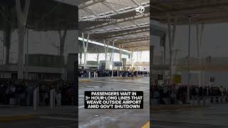 Passengers wait in 3+ hour-long lines that stretch outside Bush Airport amid government shutdown