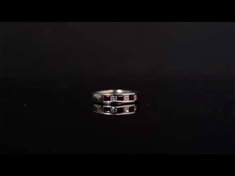 18ct White Gold 0.75ct Ruby & Diamond Half Eternity Ring