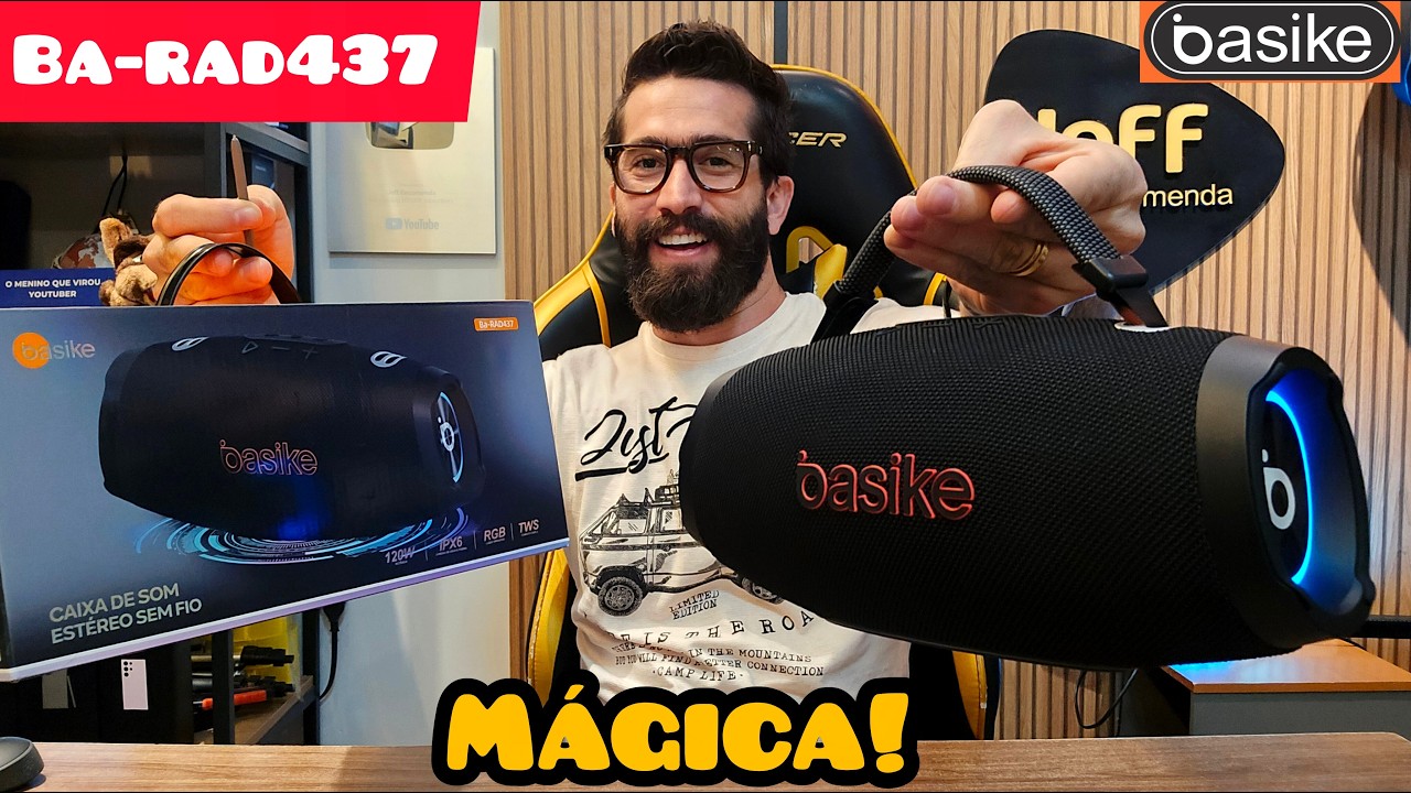 Miniatura da avaliação em vídeo de Caixa de Som Basike 120W RMS com Subwoofer Vermelha Vermelho