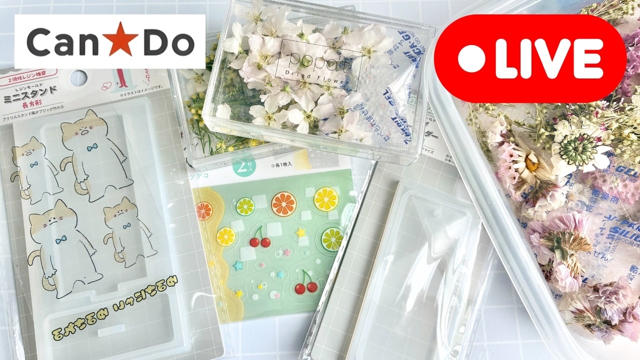 405【キャンドゥ新作】本物の桜プレートキーホルダー＆ゆるさにゃいまさるスタンド！レジンで作ってみます✨(2026/3/30)