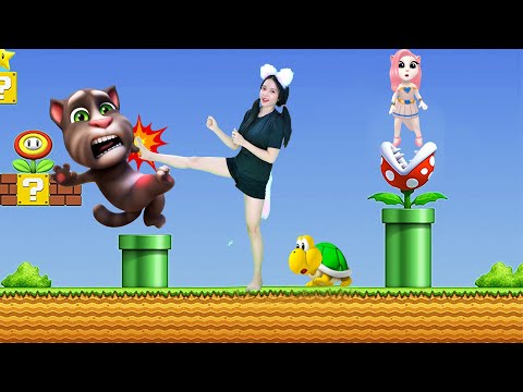 Mario Version Talking Tom VS Talking Angela Game Play - My Talking Tom My Talking Angela Real Life