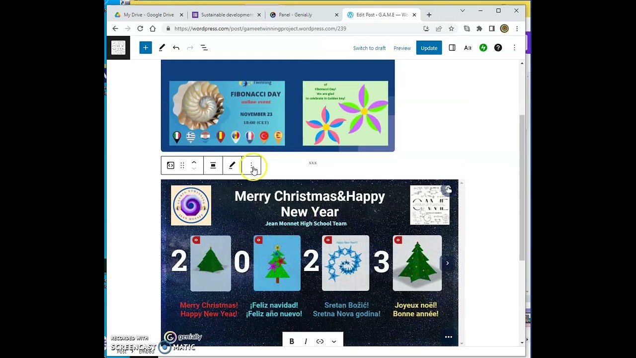 Inserting Canva, Genially in wordpress