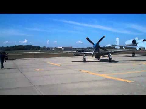 North American P51 Mustang Fairchild Republic A10 Thunderbolt Two Taxing Wings over Waukegan Airshow
