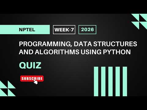 Nptel Programming Data Structures And Algorithms Using Python Week 7 Quiz Solution