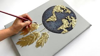 Planet Earth Painting With Texture Paste and Liquid Gold Leaf | Step by Step Tutorial