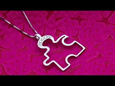 Teleios Luxe 18k White Gold 0.05Ct Diamonds Puzzle Piece Necklace - TL0000216