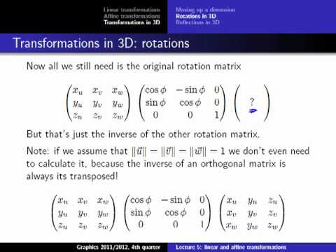 Computer Graphics 2012, Lect. 5(2) - Linear and Affine Transformations