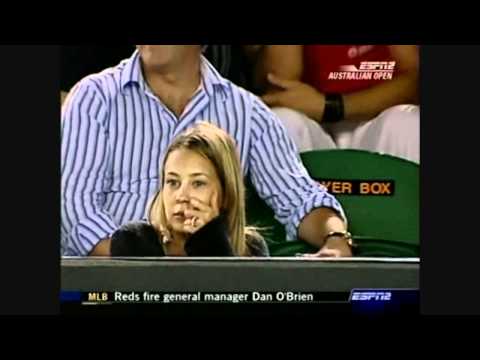 Roger Federer does a trick and hits ball boy‬‏