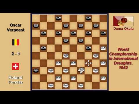 Roland Forclaz (SUI) - Oscar Verpoest (BEL). Draughts World Championship. 1952.