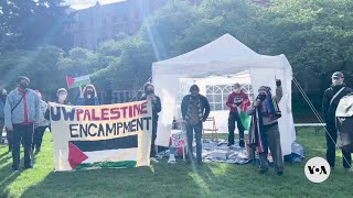 Pro-Palestinian encampment protesters hold ground on both US coasts | VOANews