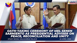 Download lagu Oath-taking of Mel Senen Sarmiento as Presidential Adviser on Peace, Reconciliation and Unity mp3