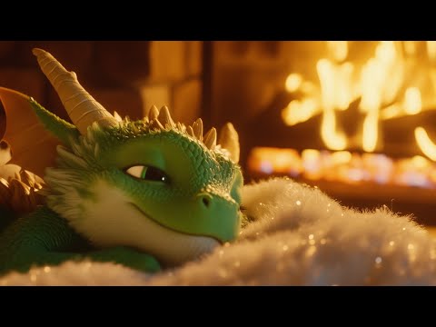 Warm Cozy Vibes 🔥 Adorable Green Dragon 🐉 Relaxing Fireplace Ambience for a Peaceful Night