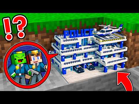 JJ and Mikey Found Tiny Police Station - Maizen in Minecraft ! (Maizen)