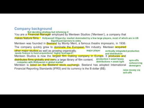 CIMA Management Case Study Pre-seen Analysis - Menteen - February 2017