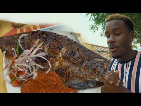 Street Food in Ghana Huge Tilapia and Banku | African Food Tour