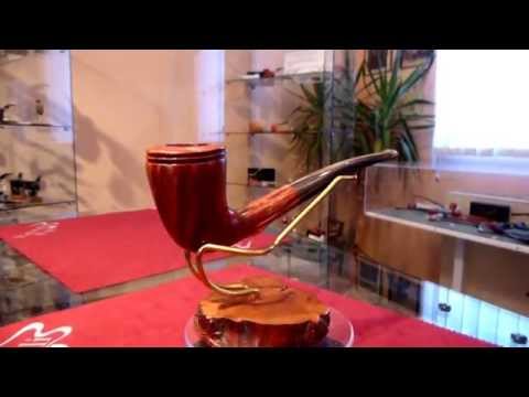 Pipa in radica e corno cornetta freehand - www.paronellipipe.it