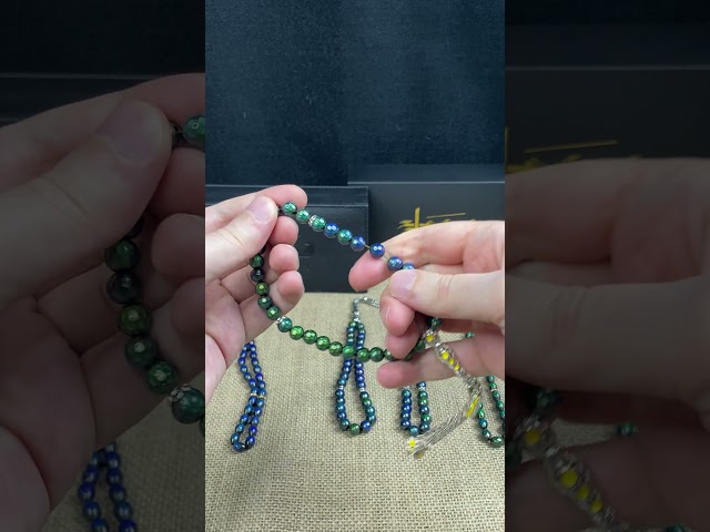 سبحة احساس خرز دائري مع شرابة فضي و أصفر