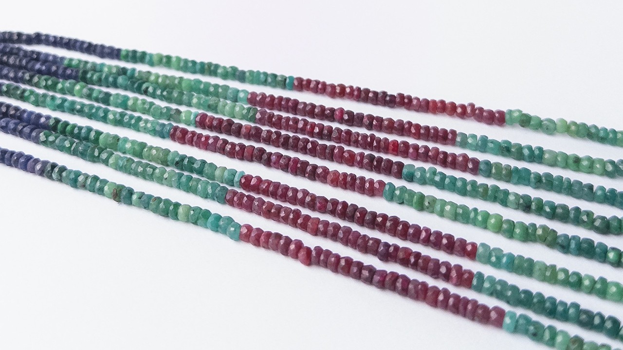 Dyed Corundum | Faceted Rondelle | Various 3.7-5mm Bead Size | 33cm Strand Length video
