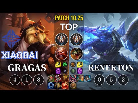 ES Xiaobai Gragas vs Renekton Top - KR Patch 10.25