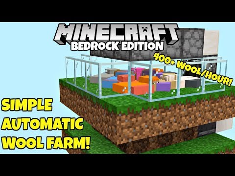 Minecraft Bedrock: Simple Automatic WOOL FARM Tutorial! MCPE Xbox PS4 PC