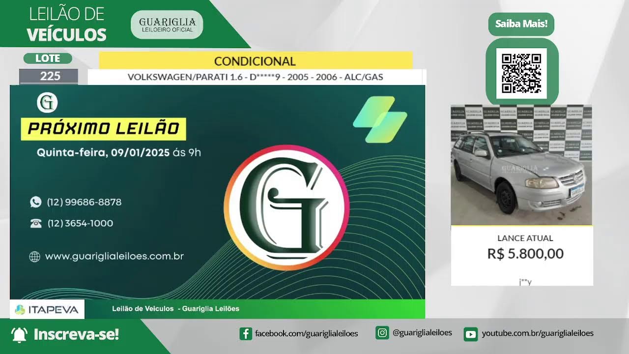 LEILÃO DE VEÍCULOS EM CAÇAPAVA/SP - 26/12/24