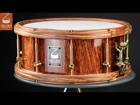 Seven Six Drum Company Bubinga and Jatoba Art Custom Snare Drum 6x14 image 8