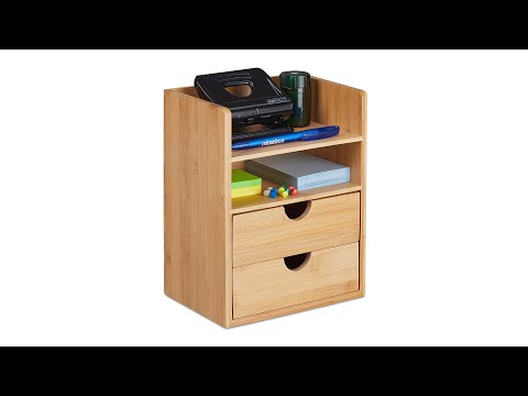 Organiseur de bureau en bambou 2 tiroirs Marron - Bambou - Bois manufacturé - 19 x 24 x 13 cm