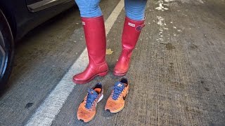 Her Hunter Boots sockless
