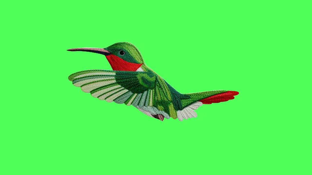 Woolen bird flying Green Screen