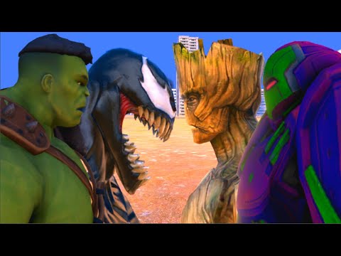 Hulk & Venom vs Groot & Hulkbuster - EPIC Fight