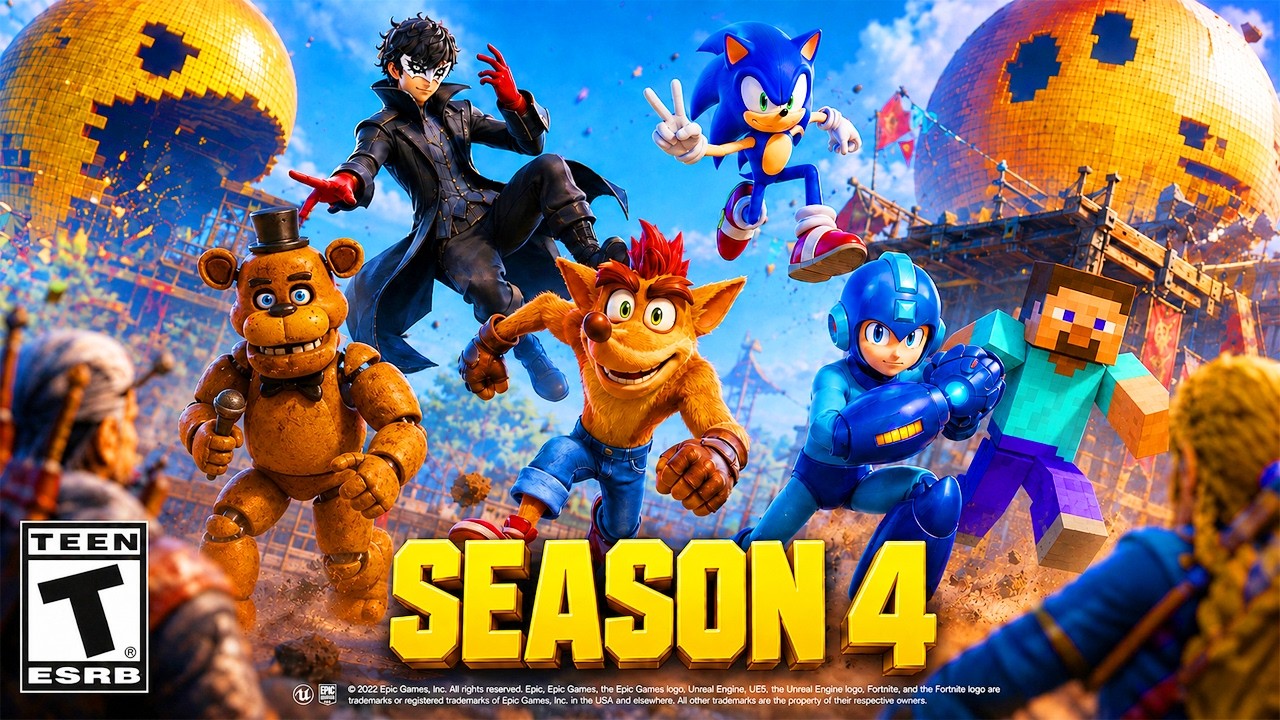 TEASER OFICIAL DEL PASE DE BATALLA DE LA TEMPORADA 4 DE FORTNITE!! (Persona, FNAF?, Minecraft y Más)