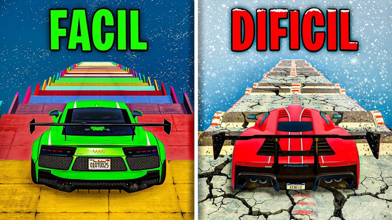 MEGA RAMPA FÁCIL vs MEGA RAMPA DIFICIL! LOCURA!! - GTA 5 ONLINE