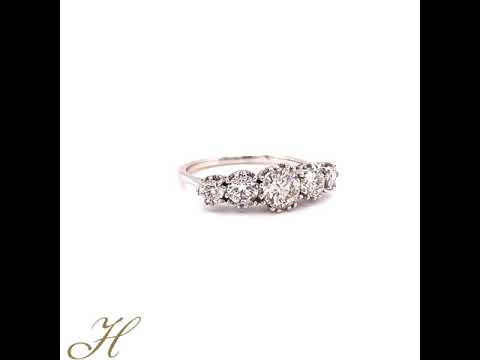 18ct White Gold 5 Stone Round Brilliant Cut Diamond Ring