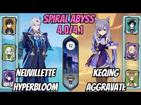 Neuvillette Hyperbloom / Keqing Aggravate 4.0/4.1 Floor 12 Spiral Abyss Genshin Impact