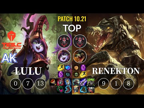 TES AK Lulu vs Renekton Top - KR Patch 10.21