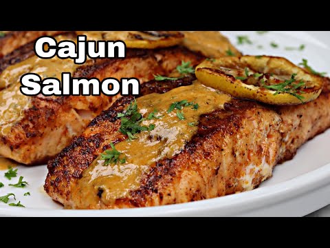 Blackened Salmon with Creamy Cajun Sauce Recipe!