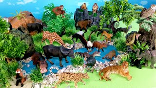 Safari Animal Figurines on Jungle Dioramas