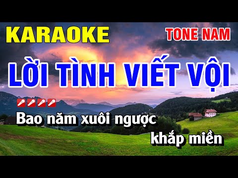 Karaoke Lời Tình Viết Vội Tone Nam Nhạc Sống | Nguyễn Linh