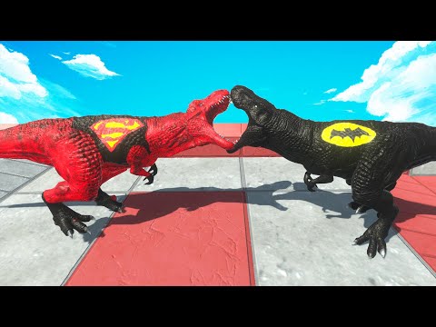 RED SUPERMAN T-REX DEATH RUN - Animal Revolt Battle Simulator ARBS