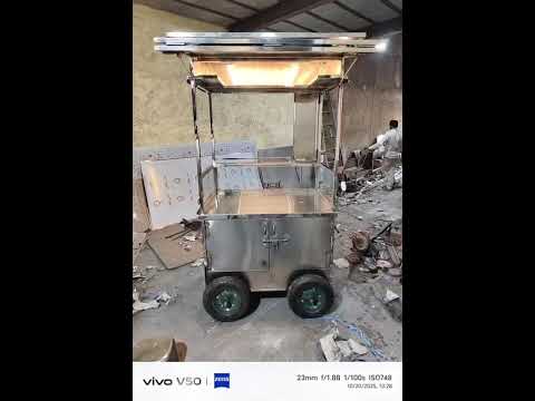 White stainless steel food cart